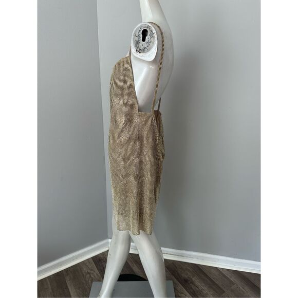 SNDYS Crystal Glass Cowl Neck Backless Sunset Mini Dress Gold $108 - Picture 7 of 11